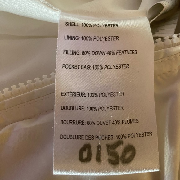 White Winter Down and feather filled coat ( with style) size small (8) - Picture 8 of 8